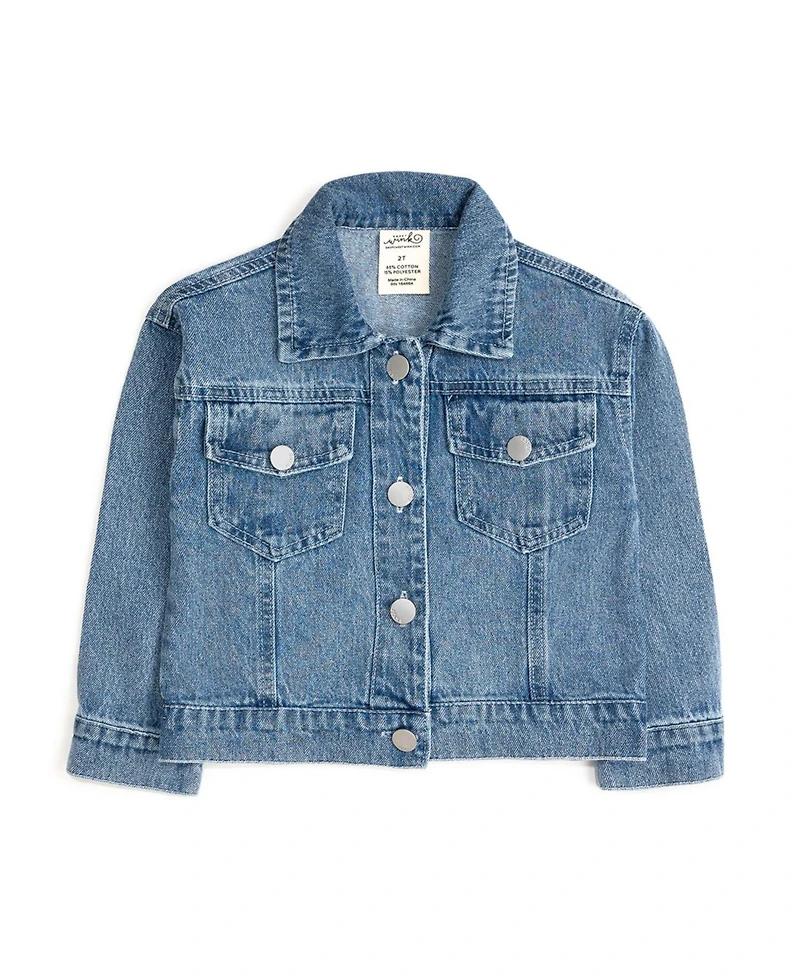 Sweet Wink Toddler Girls Coquette Pumpkin Sequin Patch Denim Jacket