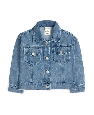 Sweet Wink Toddler Girls Coquette Pumpkin Sequin Patch Denim Jacket