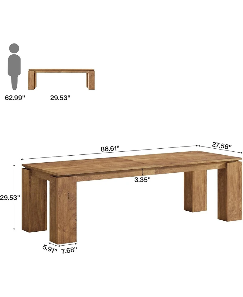 Tribesigns 86" Large Dining Table for 8-10, Extra Long Wooden Banquet