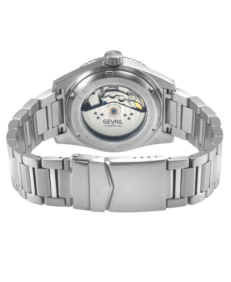 Gevril Men's Swiss Made Atlantic Avenue Swiss Automatic Silver Stainless Steel Bracelet Watch