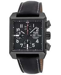 Gevril Men's Swiss Made Herald Square Swiss Automatic Black Italian Leather Strap Watch