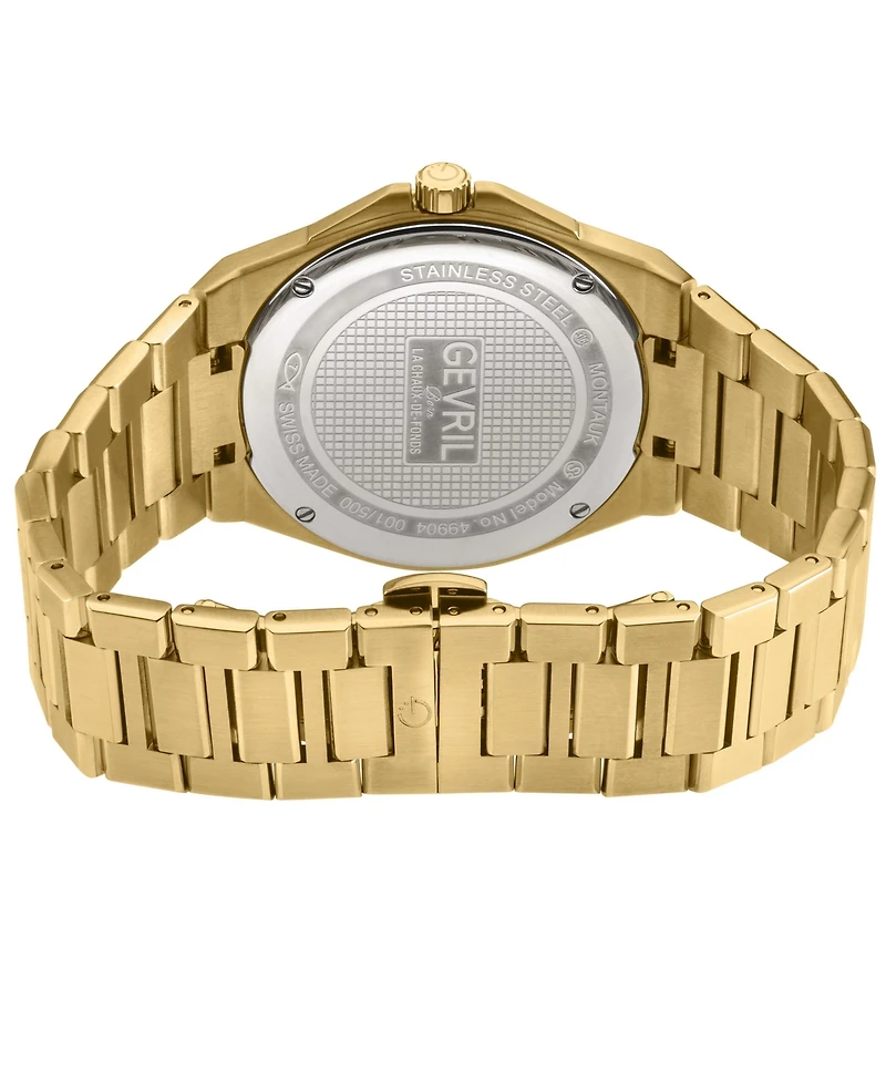 Gevril Men's Swiss Made Montauk Swiss Quartz Ip Stainless Steel Bracelet Watch