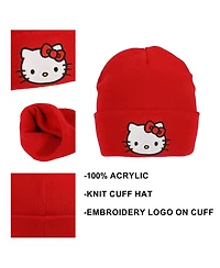 Hello Kitty Embroidered Character Face Cuff Beanie