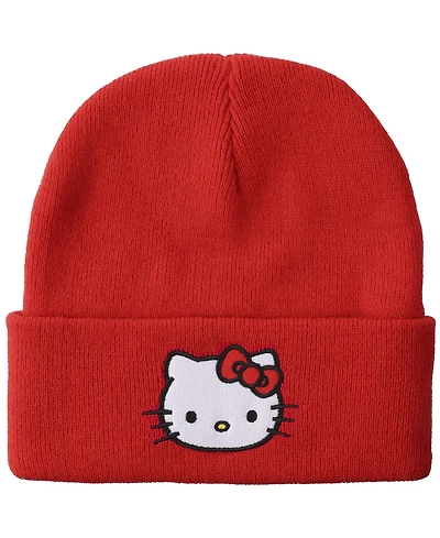 Hello Kitty Embroidered Character Face Cuff Beanie
