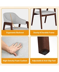 homfan Dining Chairs with Arms, Modern Upholstered Fabric Dining Chair, Sturdy Wood Chairs with Ergonomic Curved Backrest for Kitchen, Dining Room