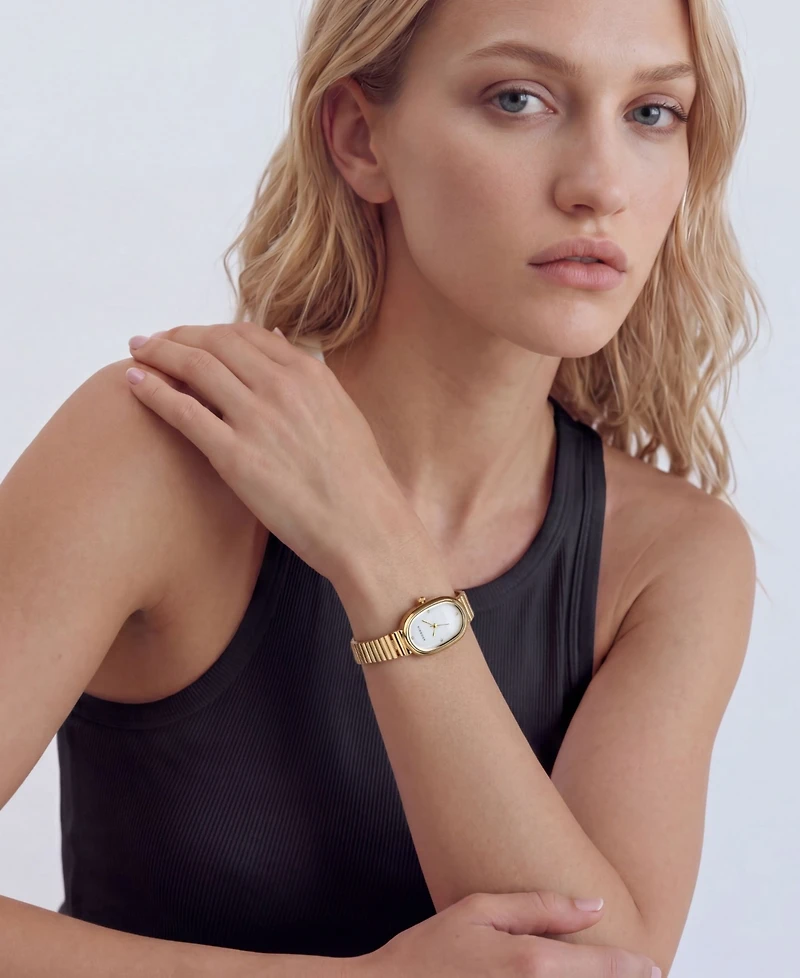 Adornia Women's Gold Munich White Face Watch