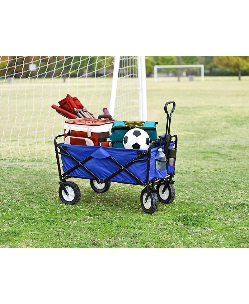 Mountaintop Heavy Duty Steel Frame Collapsible Folding 150 Pound Capacity Outdoor Camping Garden Utility Wagon Yard Cart