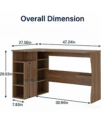 homfan L Shaped Desk with Storage Shelves, Reversible Small Corner Desk for Small Spaces, Compact Home Office Desk for Writing, Study, Gaming