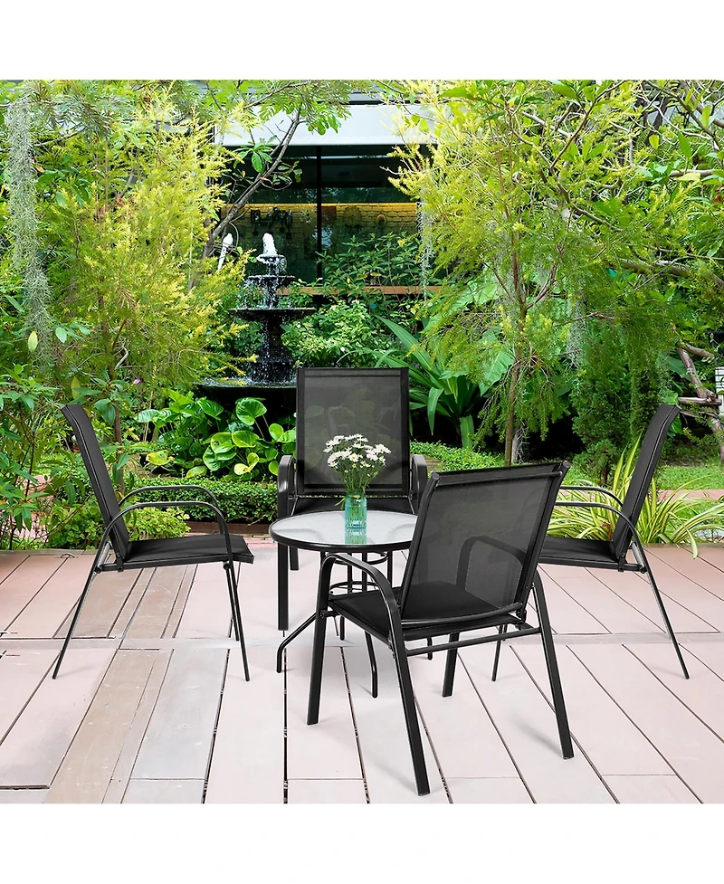 Costway Patio Chairs Dining Chair Garden Deck Yard Armrest