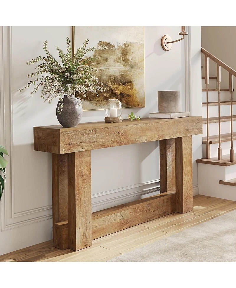 Tribesigns 63" Farmhouse Console Table with 2-Tier Storage