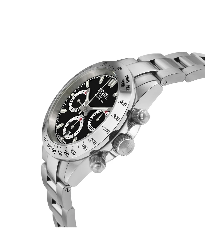 Gevril Men's Swiss Made New Amsterdam Swiss Automatic Silver Stainless Steel Bracelet Watch