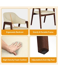 homfan Set of 6 Dining Chairs with Arms, Modern Upholstered Fabric Seats, Sturdy Wood Frame & Ergonomic Curved Backrest