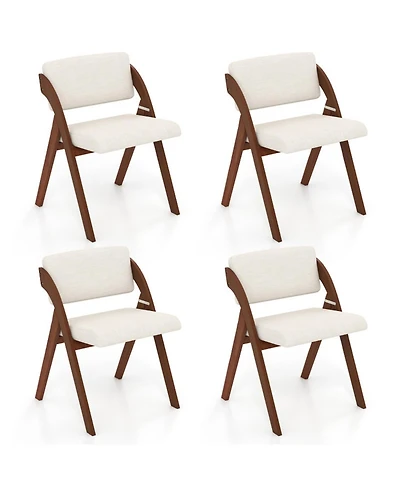 Sugift Folding Kitchen Dining Chairs Set of 4 with Rubber Wood Legs