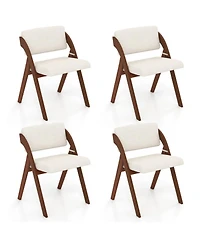 Sugift Folding Kitchen Dining Chairs Set of 4 with Rubber Wood Legs