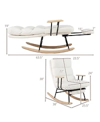 Sugift Nursery Rocking Chair with Adjustable Backrest Retractable Footrest and Teddy Velvet Upholstery