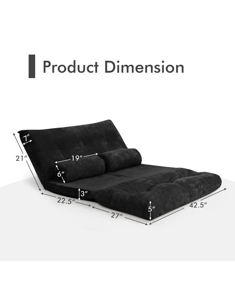 Sugift 6-Position Adjustable Sleeper Lounge Floor Couch with 2 Pillows