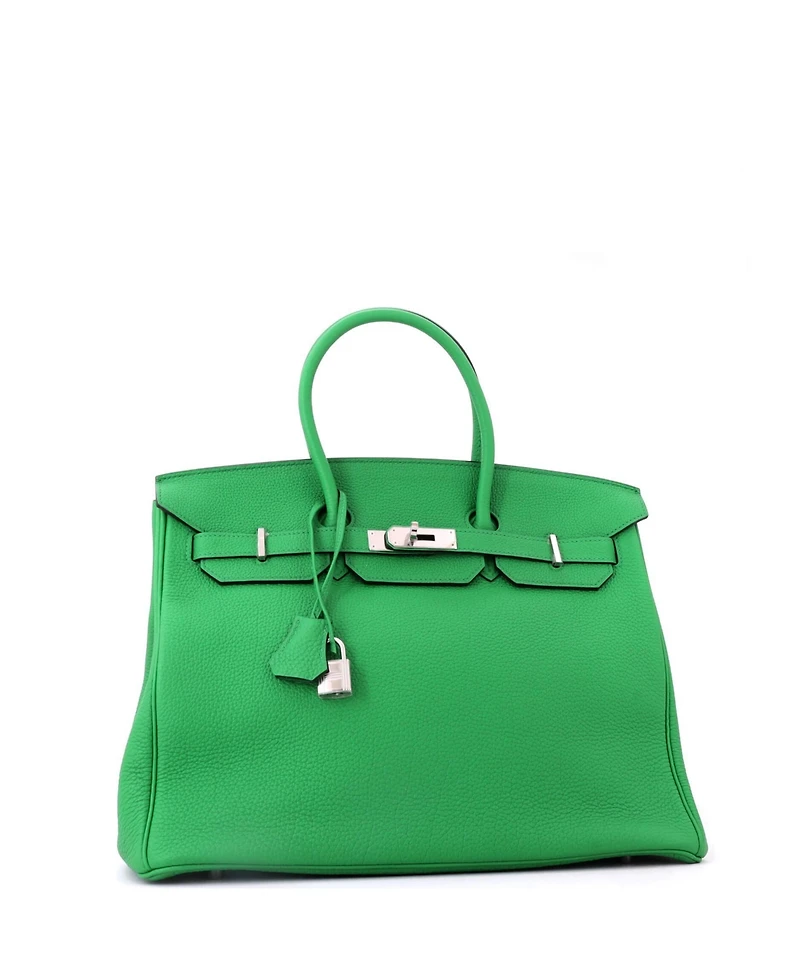 Pre-Owned Hermes Birkin 35 Handbag Green Togo with Palladium Hardware