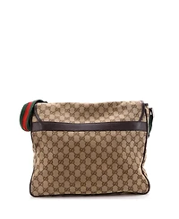 Pre-Owned Gucci Medium Web Strap Flap Messenger Gg Canvas