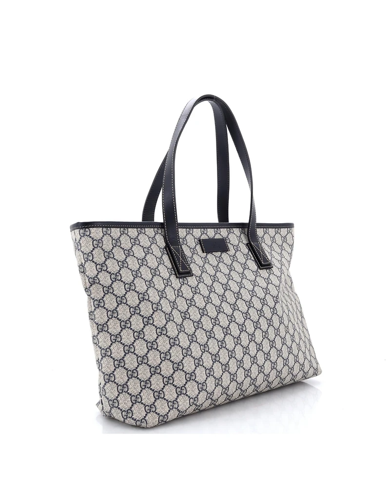 Pre-Owned Gucci Medium Plus Tote Gg Coated Canvas with Leather
