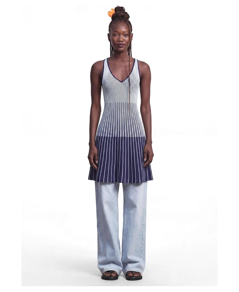 Desigual Women's Fit & Flare Striped Sleeveless Sweater Dress