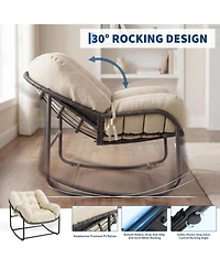 gaomon Set of 2 Patio Rocking Chair Set,Indoor Outdoor Padded Chair,Oversized Papasan Chairs,Wicker Egg Rockers, Lounge for