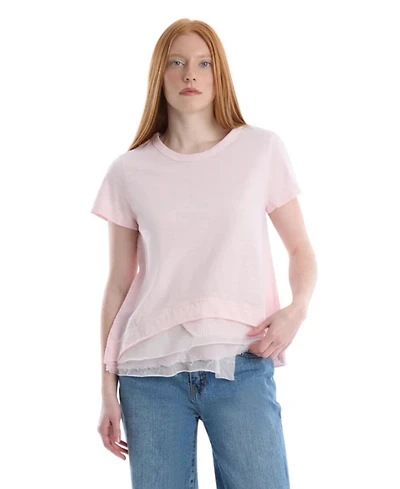 Wilt Women's Boxy Short Sleeve Mixed Hem Tee
