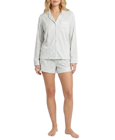 Motette Women's Lane Long Sleeve and Shorts Bamboo Pajama Set