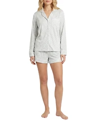 Motette Women's Lane Long Sleeve and Shorts Bamboo Pajama Set