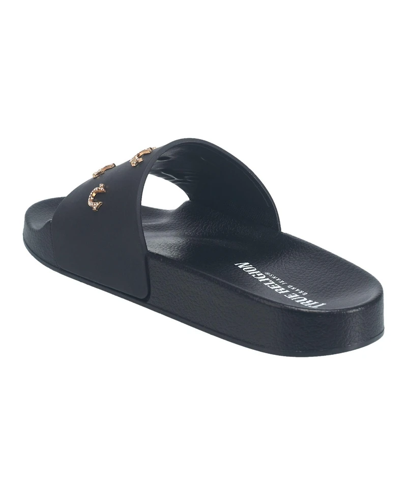 True Religion Little Girls Kash Bling Horseshoe Logo Slide