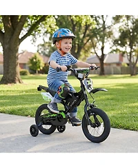 Sugift 12" Kids Bike Motorcycle-Inspired with Detachable Training Wheels, Ages 3-4