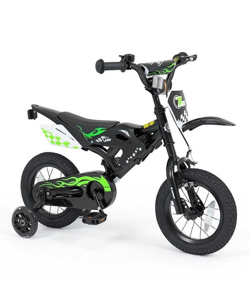 Sugift 12" Kids Bike Motorcycle-Inspired with Detachable Training Wheels, Ages 3-4