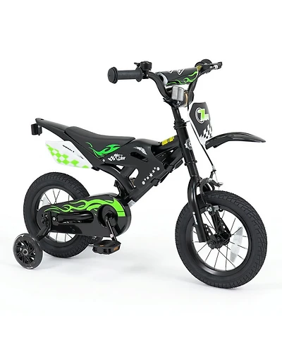 Sugift 12" Kids Bike Motorcycle-Inspired with Detachable Training Wheels, Ages 3-4