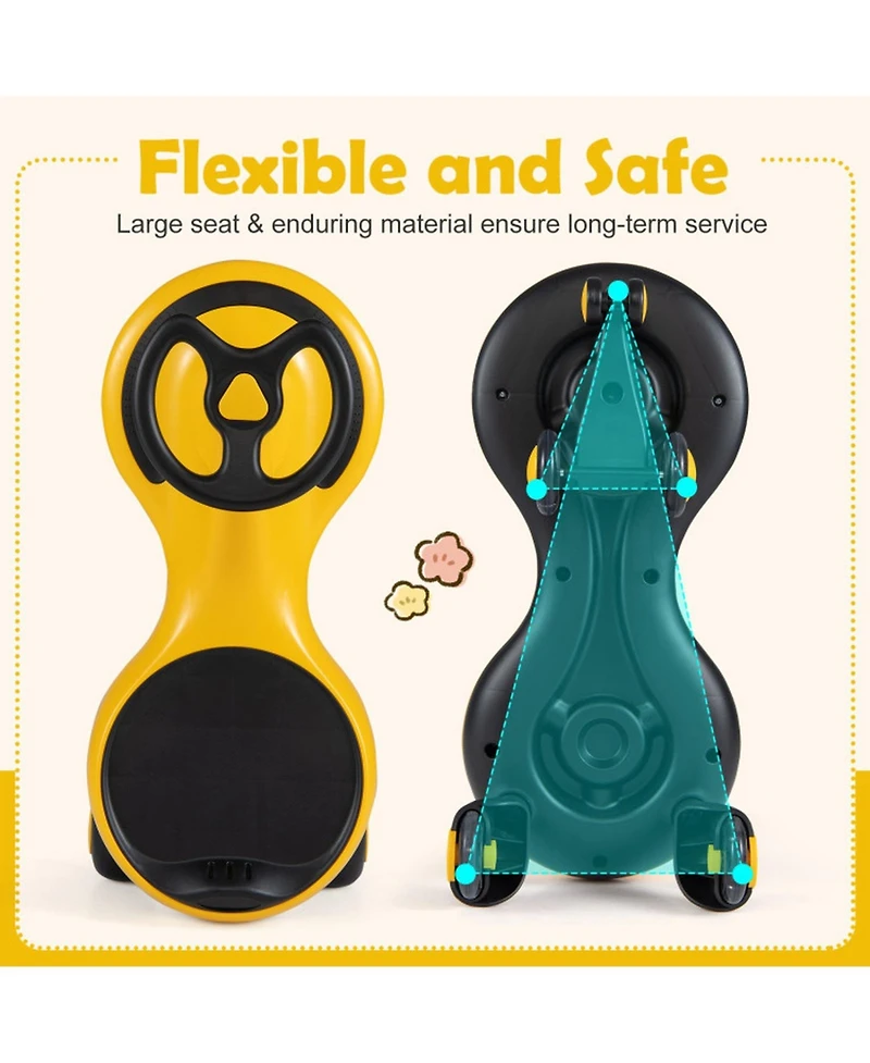 Sugift Ride-On Wiggle Toy Car with Flashing Wheels, Battery-Free, Ages 3-8