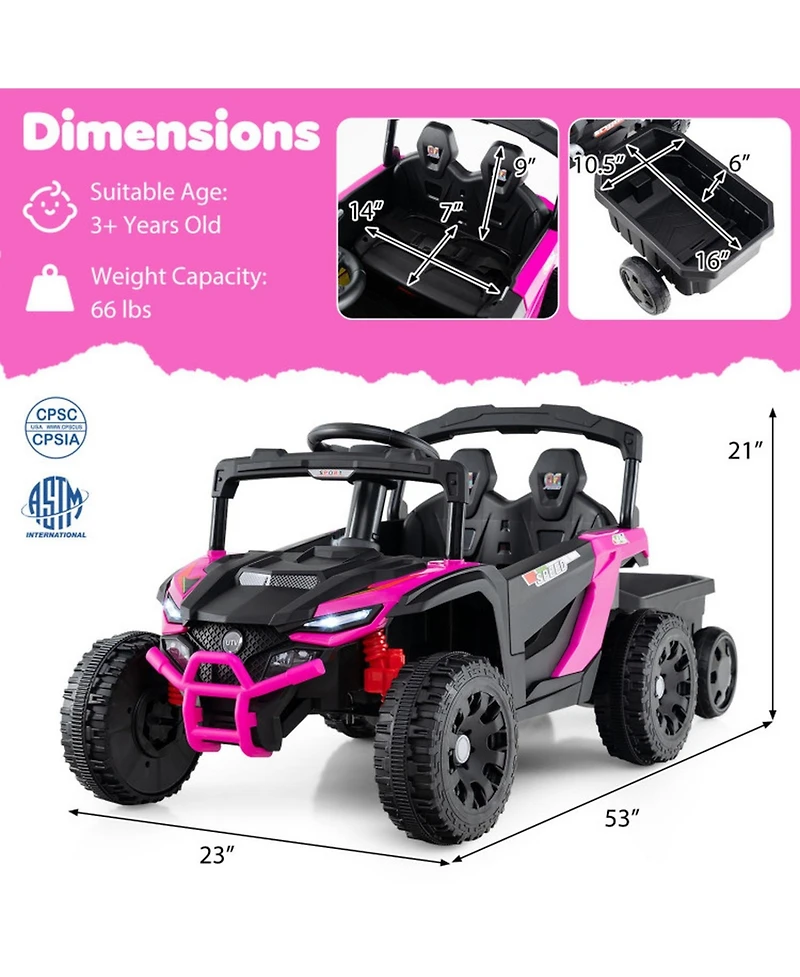 Sugift 12V Battery Powered Ride On Tractor With Parent Remote Control