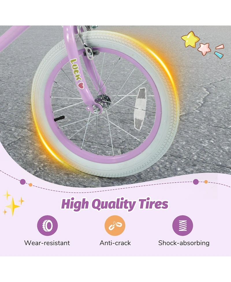 Sugift 16" Adjustable Kids Bike with Dual Brake System, Ages 4-8