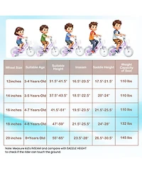 Sugift 12" Adjustable Dual-Brake Kids' Bike with Basket, Ages 3-8
