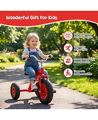 Sugift Carbon Steel Kids' Bike with Adjustable Handlebar and Seat, 15" Inflatable Rubber Tires, 200 lb Capacity, Ages 3+