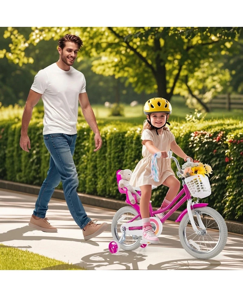 Sugift Kids 16" Bike with Training Wheels and Dual Brake System, Ages 3-7