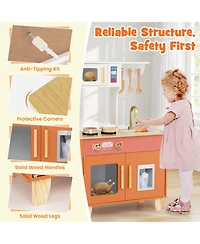 Sugift Kids Play Kitchen with Microwave and Rotation Knobs for Girls Boys Aged 3-6