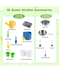 Sugift Water Tank & Sink 15-Piece Mud Kitchen, Ages 3+