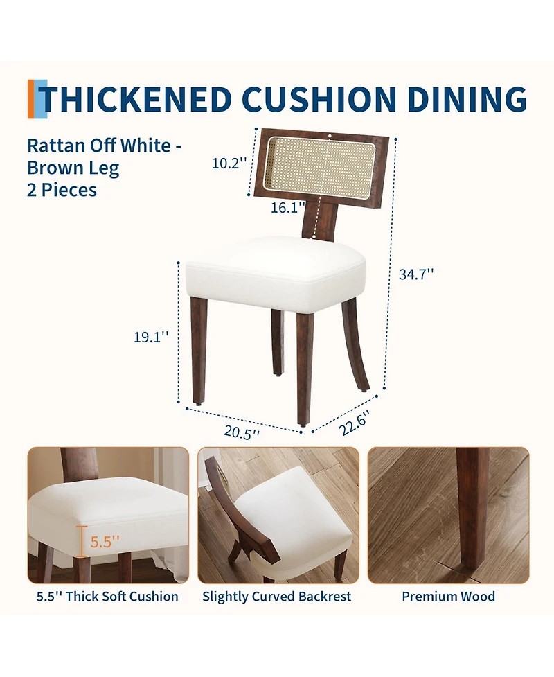 homfan Dining Chairs Set of 4 Mid Century Upholstered Linen Fabric Armless Kitchen Chairs with Wood Legs Ergonomic Comfort for Dining Room Living Room