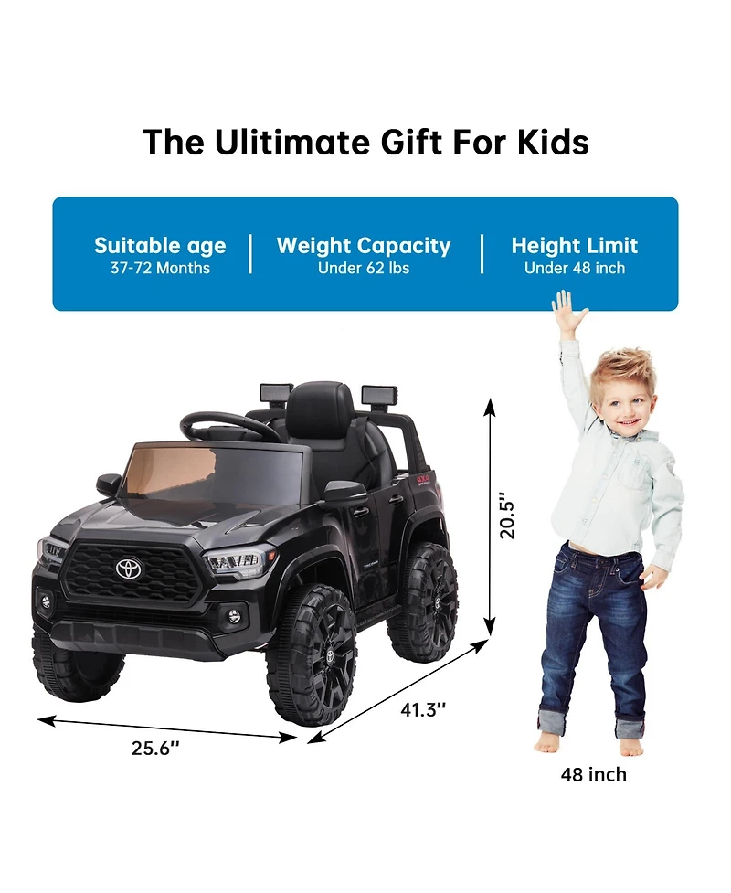 homfan Toyota Tacoma 12V Battery-Powered Remote Control Electric Ride-On Truck, Ages 3-8