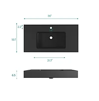 Busdays Matte Integrated Solid Surface Basin Sink for Vanity No Drain No Faucet Included