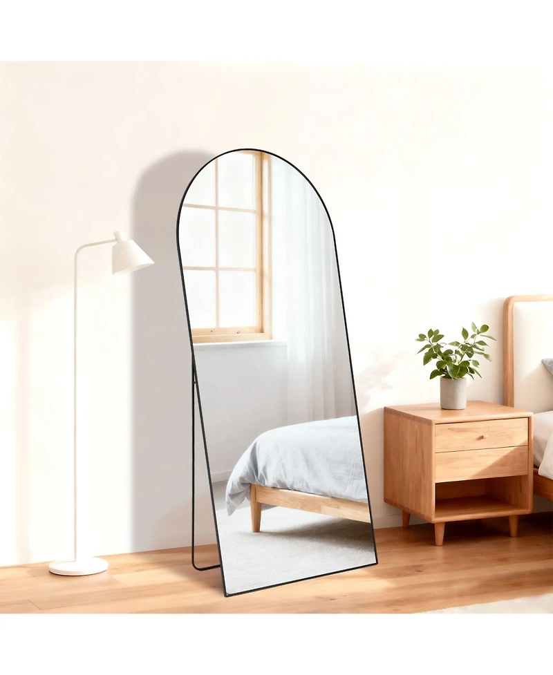 Busdays 58 x 19 Inch Full Length Floor Mirror with Stand Aluminum Alloy Frame Wall Mounted for Bedroom Bathroom