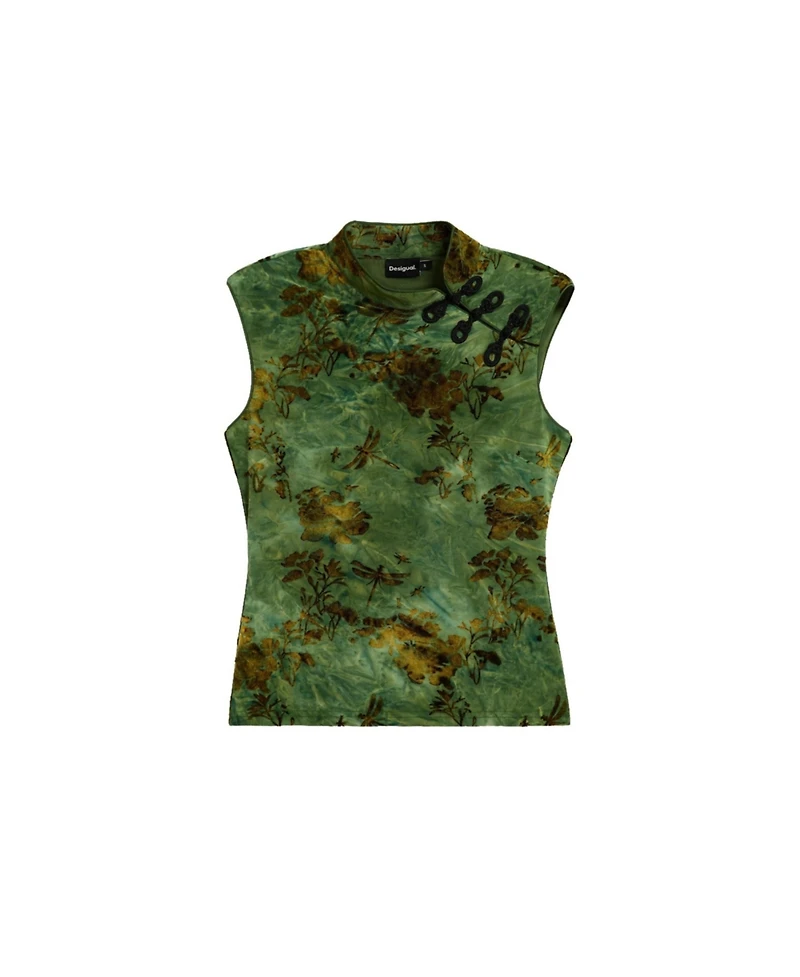 Desigual Women's Flocked Printed Sleeveless Blouse