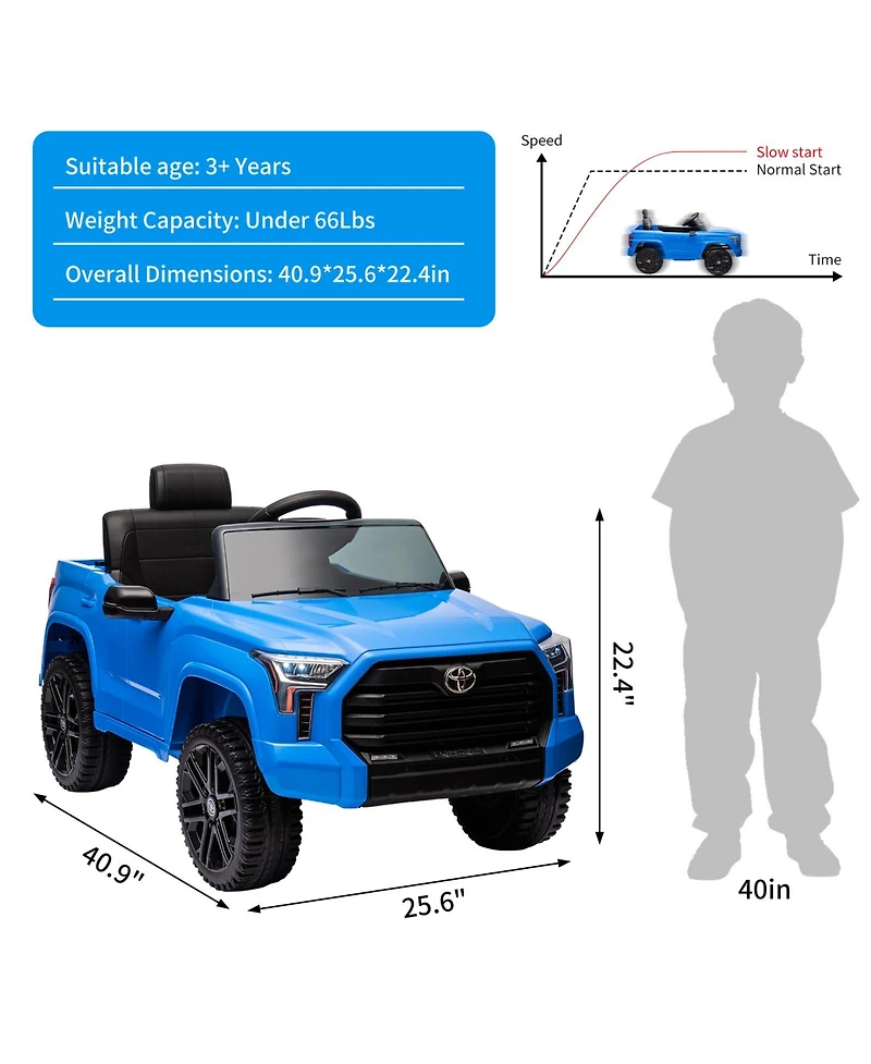 Homfan Licensed Toyota Navigator 41.73"L x 21.65"W x 12.6"H 12V Dual Motor Remote Control Electric Ride-On Truck, Ages 3-8