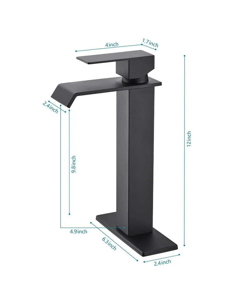 Busdays Waterfall Spout Single Handle Bathroom Sink Faucet with Pop Up Drain No Overflo
