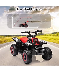 homfan 6V Kids Electric Ride-On Atv Quad with Led Headlights, Ages 3+