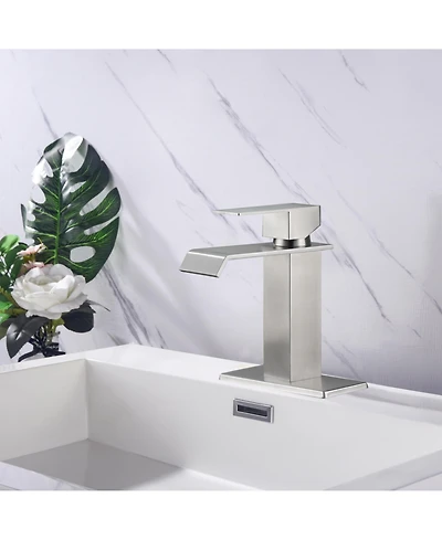 Busdays Waterfall Spout Single Handle Bathroom Vanity Sink Faucet