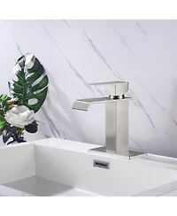 Busdays Waterfall Spout Single Handle Bathroom Vanity Sink Faucet
